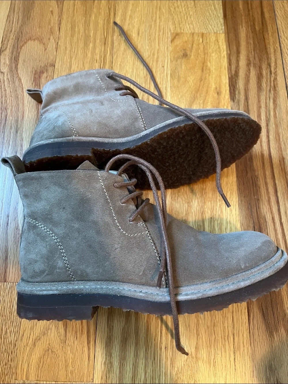 Suede Lace-Up Chukka Boots in Taupe
